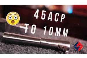 10mm Auto cartridge explainer hero from Fusion Firearms showing a .45 ACP to 10mm 1911 caliber conversion