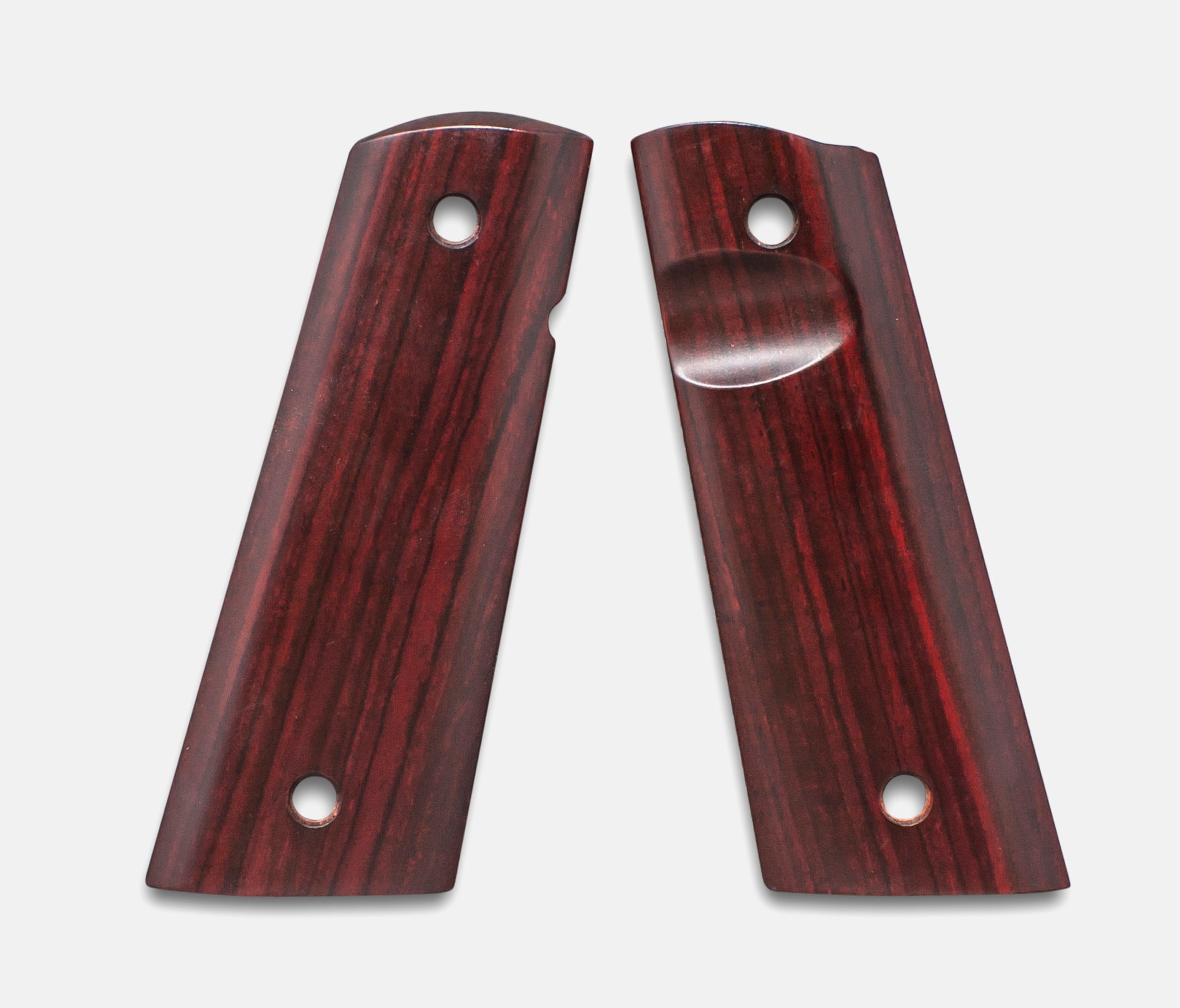1911 Full Size Grips, Red Cocobolo, Smooth, Mag-Well Bottom, Thumb