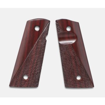 1911 Officer Grips, Red Cocobolo, Ranger Cut, Mag-Well Bottom, Thumb Groove