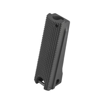 1911 Mainspring Housing - Government, Checkered, Black - Lanyard Loop
