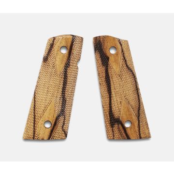 1911 Officer Size Grips, Inkberry, Double Diamond Checkered, Mag-Well Bottom