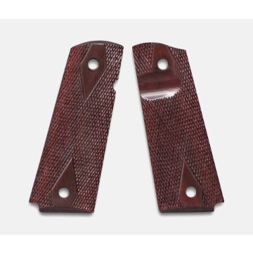 1911 Full Size Grips, Red Cocobolo, Diamond Checkered Bev Bottom, TG