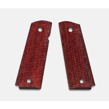 1911 Full Size Grips, Red Cocobolo, Checkered, Beveled Bottom