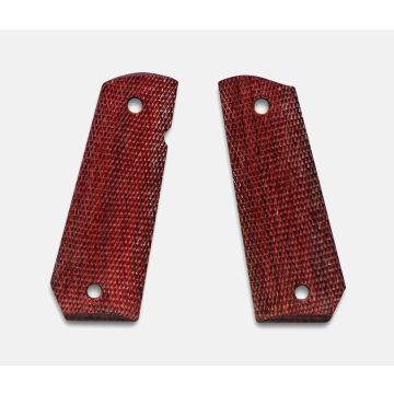 1911 Full Size Grips, Red Cocobolo, Checkered, Carry Cut, Thin