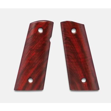 1911 Officer Grips, Red Cocobolo, Smooth, Mag-Well Bottom
