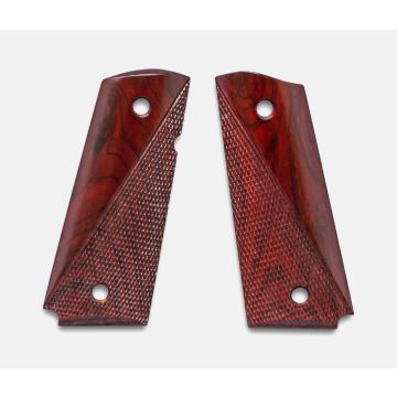 1911 Officer Grips, Red Cocobolo, Ranger Cut, Beveled Bottom