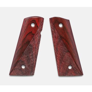 1911 Officer Grips, Red Cocobolo, Ranger Cut, Mag-Well Bottom