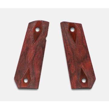 1911 Full Size Grips, Red Cocobolo, Double Diamond Checkered, Carry Cut
