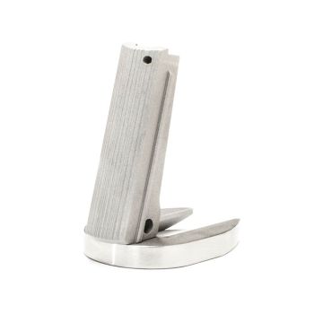 1911 Mainspring Housing + Mag-Well - Government, Serrated, Stainless Polished