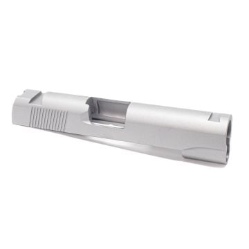 1911 slide, 4.25" commander with thin rear serrations and Novak sight cuts with a swept cut dustcover