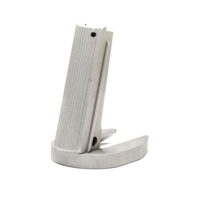 1911 Alloy Mainspring Housing + Mag-Well - Government, Serrated, Silver