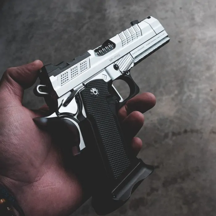 【美品】 ARMA PRO101 XP COMP & Ported Pistol – 9MM – Chrome – Ambi Thumbrest (Custom