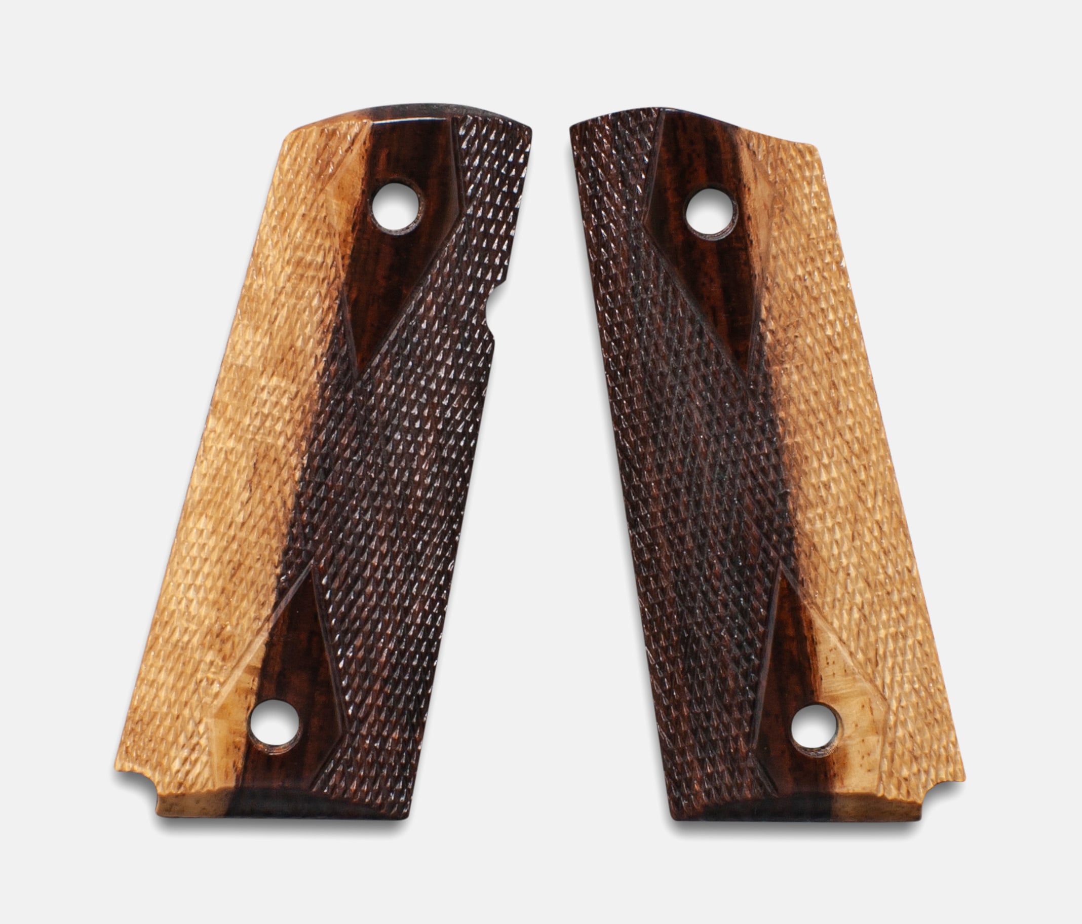 1911 Officer Size Grips, 2-Tone Cocobolo, Double Diamond Checkered